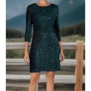 julia jordan Teal Sequin Sheath Dress